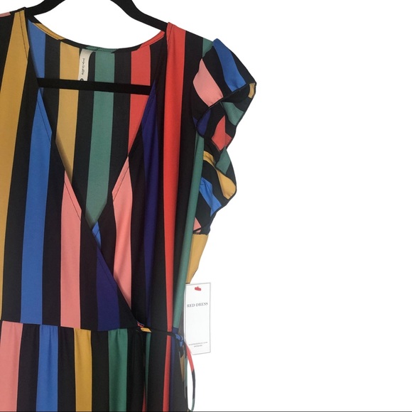 NWT Tyche Multi Color Striped Wrap Maxi Dress Sz M - Picture 6 of 16